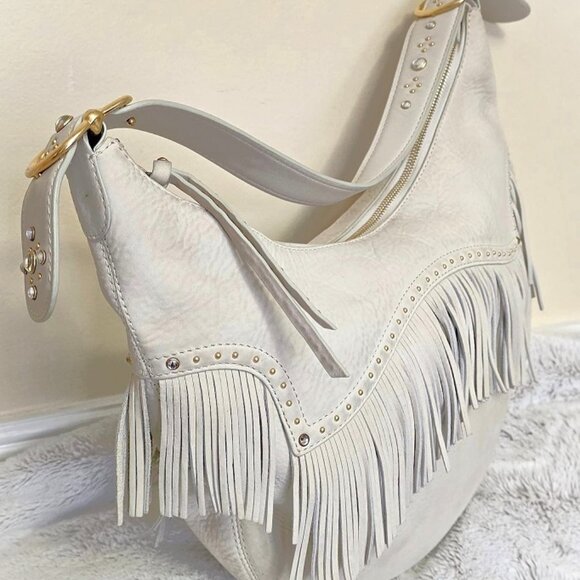 Michael Kors Suede Leather Fringed Hobo Handbag retired style - Picture 7 of 14